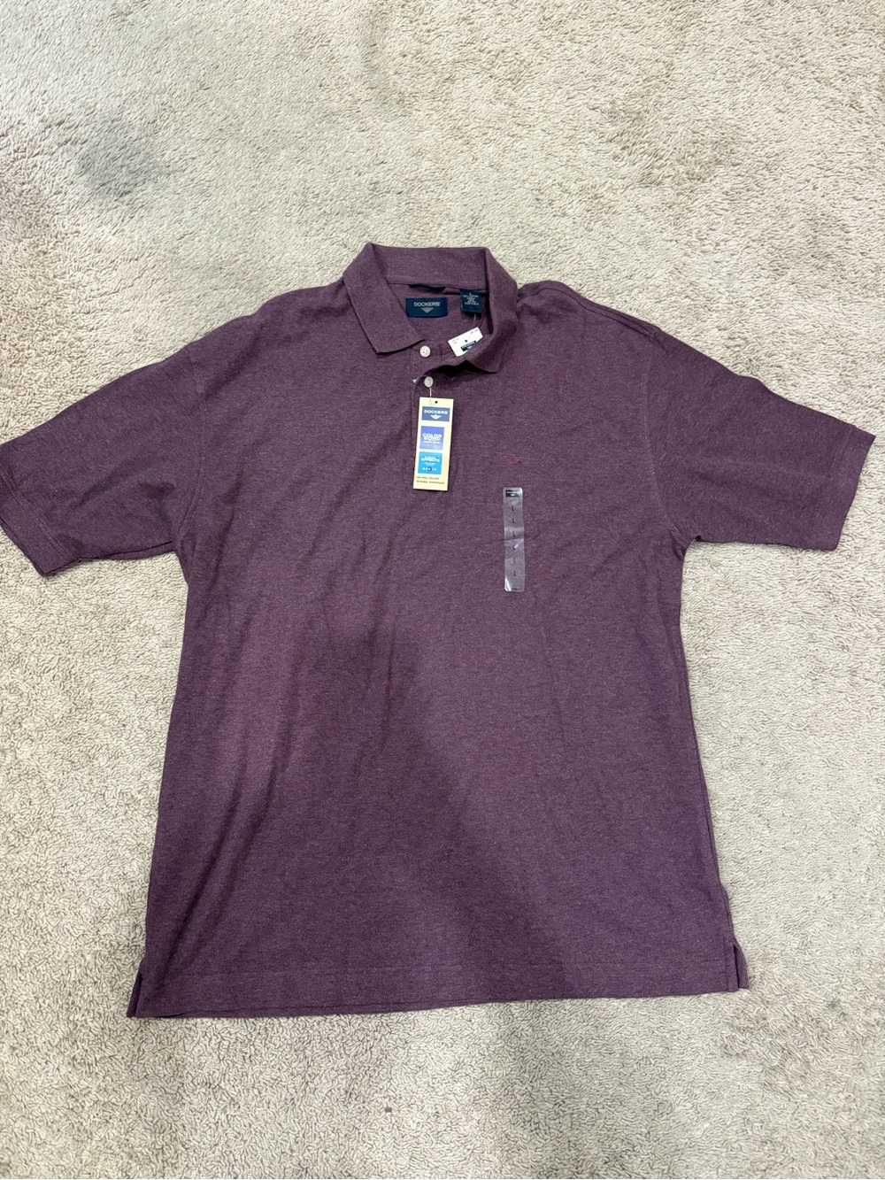 Dockers Polo Shirt Mens Large Purple Heather Short Sleeve Cotton Blend NWT